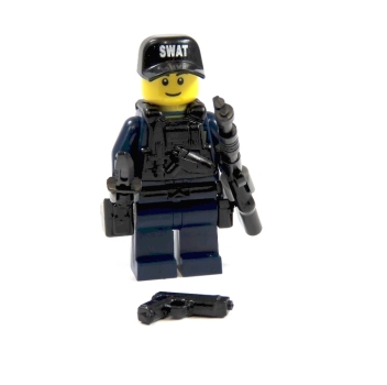 Custom Figure Agent from LEGO® parts and custom accessories blue