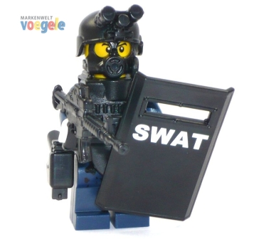 Polizei Figur SWAT Spezialeinheit aus LEGO® Teilen mit Custom Schild