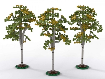BlueBrixx Birch trees, set of 3 222 parts