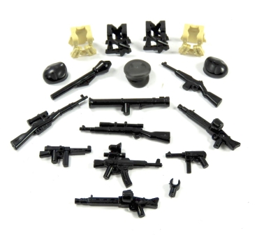WW2 Accessories Set Weapons Caps and vests for LEGO figures 18 pieces