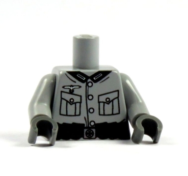 Custom WW2 Soldier torso 2.0 Printed LEGO® and BrickArms parts gray R1 / R3 / F4