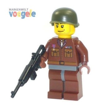Custom Figure CustomBricks U.S. offizier brown with weapon M1 made of LEGO bricks