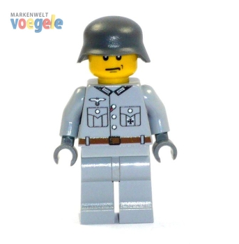 Custom Figure CustomBricks Figure Wehrmacht Soldier tan made of LEGO bricks in grey R1/R2/F3