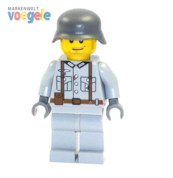 Custom Figure CustomBricks Figure Wehrmacht Soldier tan made of LEGO bricks in grey R1/R2/F2