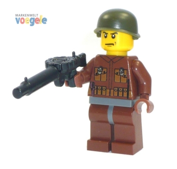 Custom Figure CustomBricks U.S. Soldier brown with Lewis Gun made of LEGO bricks