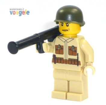 Custom Figure CustomBricks U.S. Soldier tan with Bazooka made of LEGO bricks