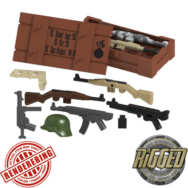 Waffenkiste mit Gewehren Lego kompatibel WW2 Waffenbox 