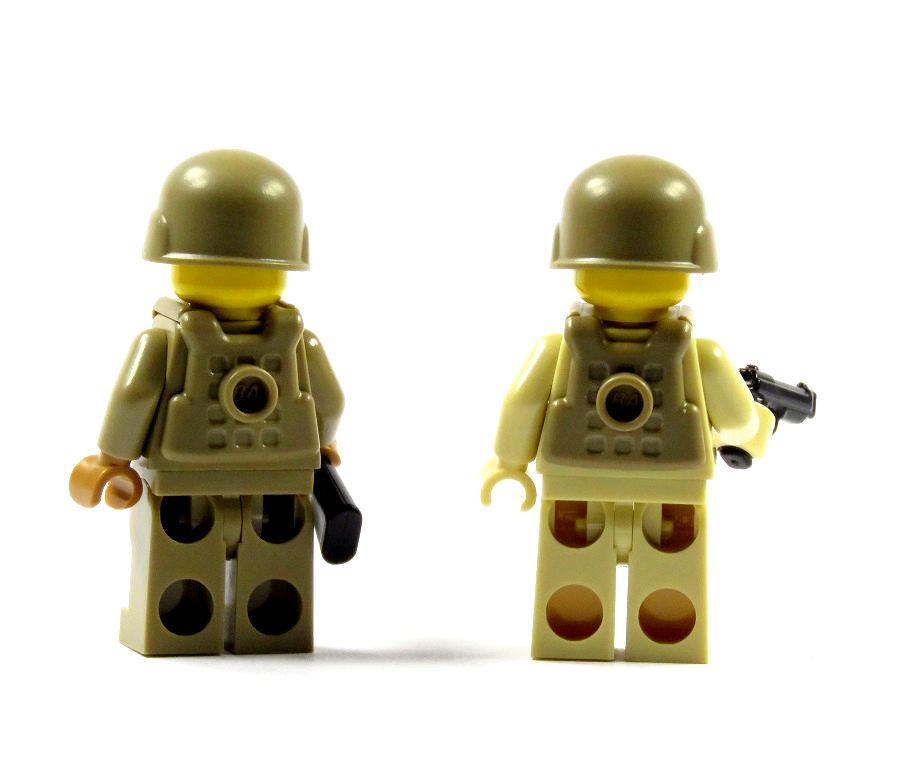 2 Swat Figures From Lego ® parts and Brickarms Parts Tan Dark Tan Figure Police 