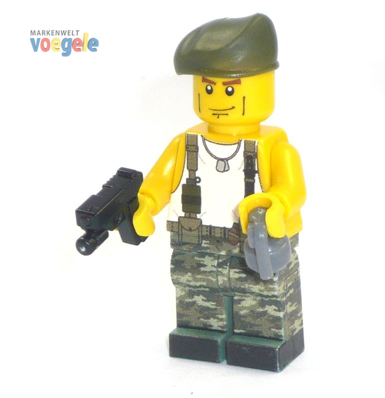 Custom US Soldat aus LEGO® Teilen und Custom viel Zubehör tan 