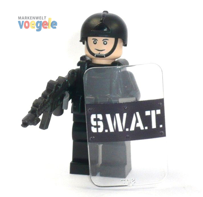 5 Custom Rucksack schwarz für LEGO® Figur Swat Soldat Polizist Gepäck Koffer 