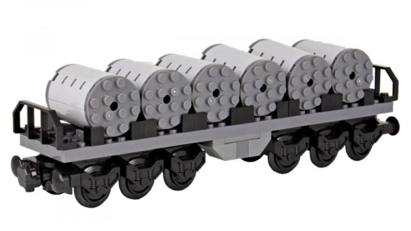 BlueBrixx Eisenbahn Flachbettwagen mit Ladung aus 244 Teilen Maße: 24,5 x 5 x 7 cm (LxBxH) 100853