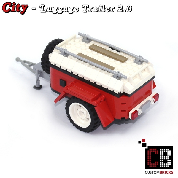 Custom Luggage trailer 2.0 T1 10220 red made of LEGO® bricks