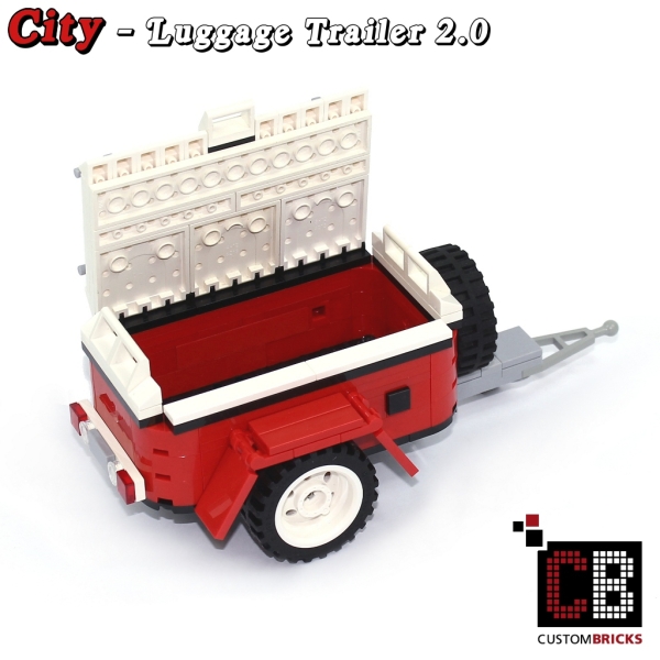 Custom Luggage trailer 2.0 T1 10220 red made of LEGO® bricks