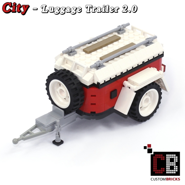 Custom Luggage trailer 2.0 T1 10220 white made of LEGO® bricks