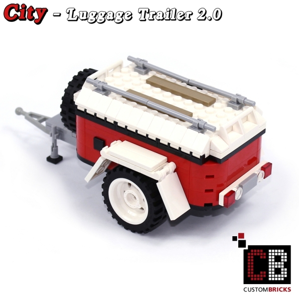 Custom Luggage trailer 2.0 T1 10220 white made of LEGO® bricks