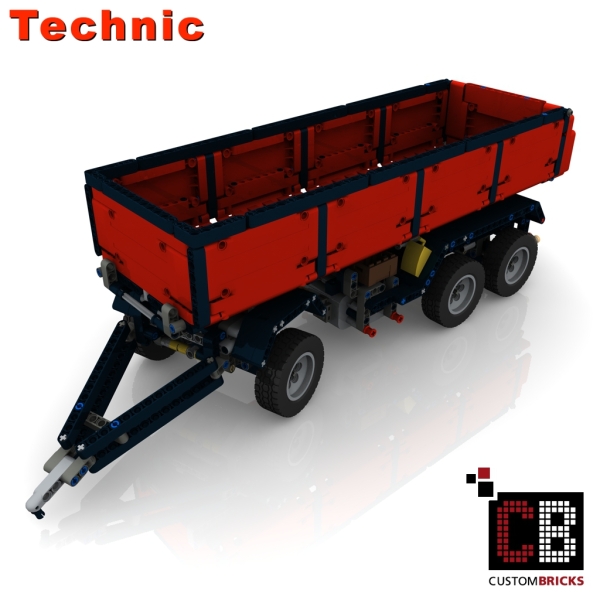 Custom Arocs trailer with tipping function instruction red