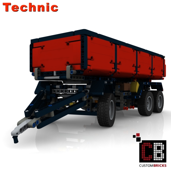 Custom Arocs trailer with tipping function instruction red