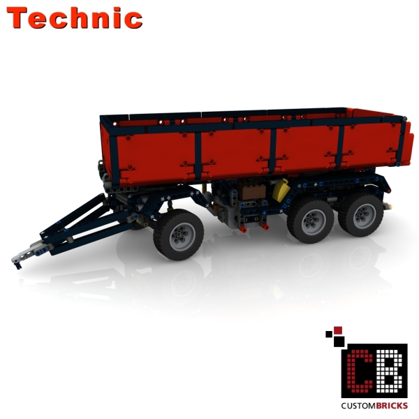 Custom Arocs trailer with tipping function instruction red