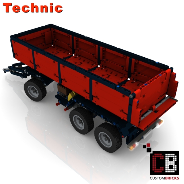 Custom Arocs trailer with tipping function instruction red