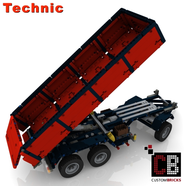 Custom Arocs trailer with tipping function instruction red