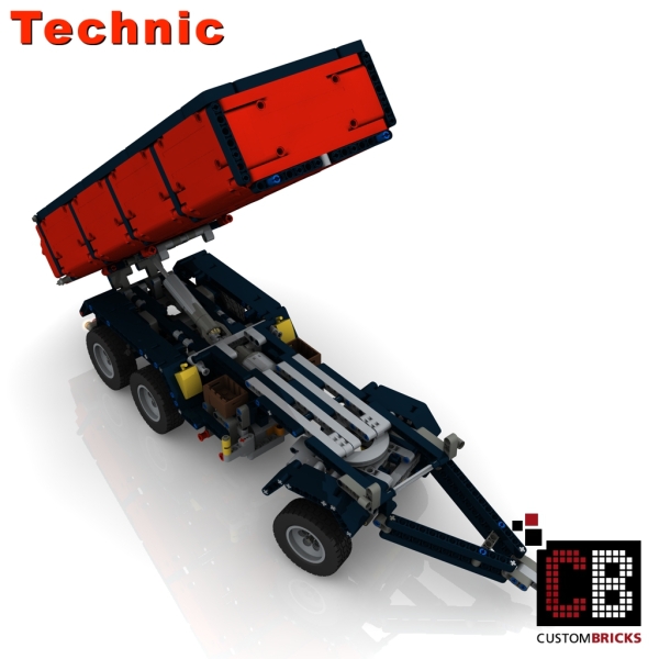 Custom Arocs trailer with tipping function instruction red