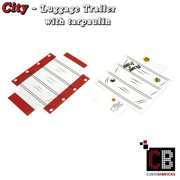 CustomBricks Luggage trailer T1 with tarpaulin white made of LEGO® bricks