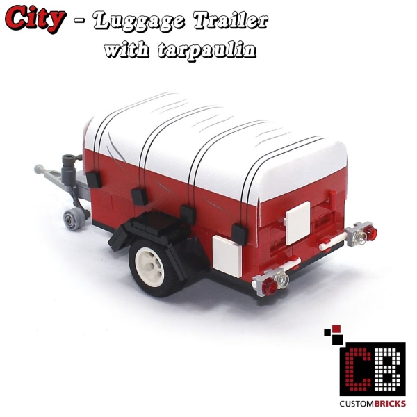 CustomBricks Luggage trailer T1 with tarpaulin white made of LEGO® bricks