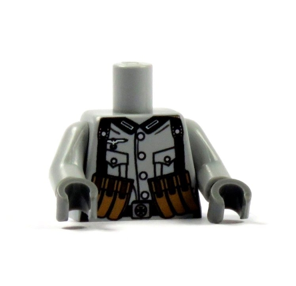 Custom WW2 Soldier torso 2.0 Printed LEGO® and BrickArms parts gray