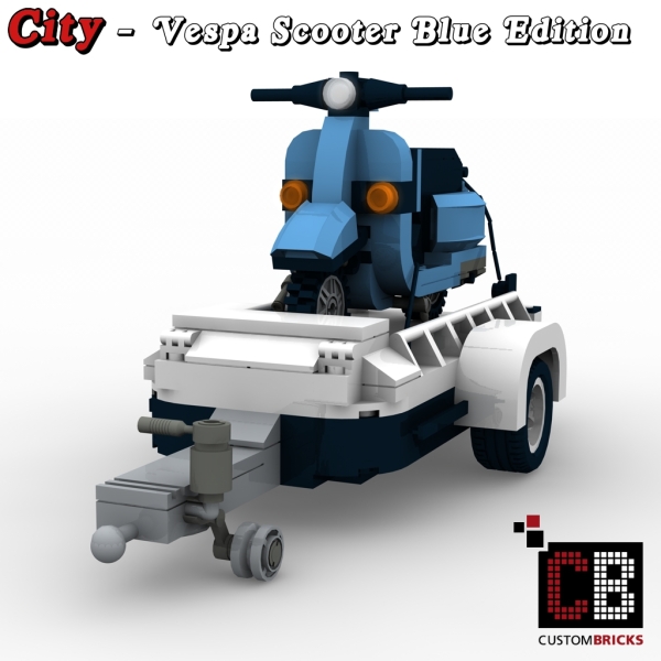Custom instruction for Vespa scooter with a trailer eg for 10220 T1 blue Edition