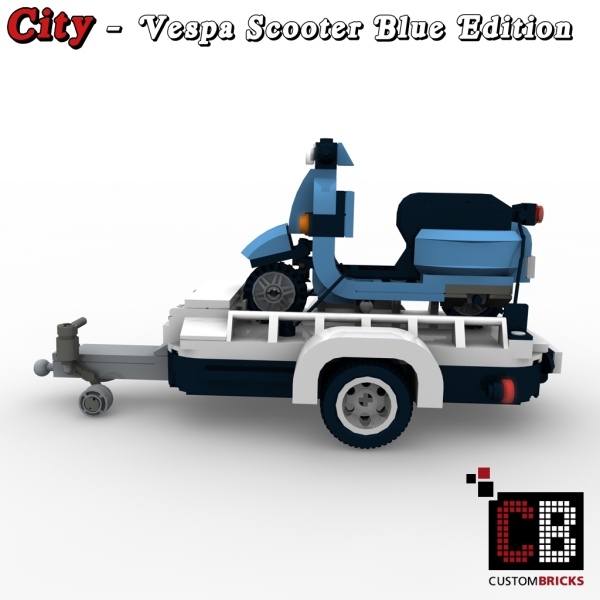 Custom instruction for Vespa scooter with a trailer eg for 10220 T1 blue Edition