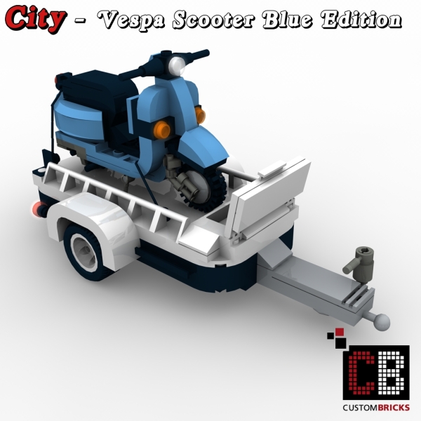 Custom instruction for Vespa scooter with a trailer eg for 10220 T1 blue Edition