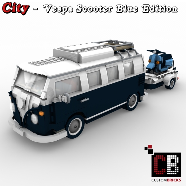 Custom instruction for Vespa scooter with a trailer eg for 10220 T1 blue Edition