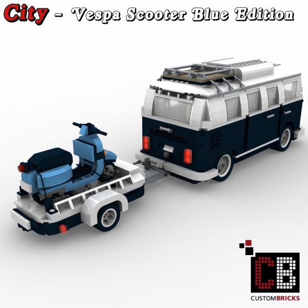 Custom instruction for Vespa scooter with a trailer eg for 10220 T1 blue Edition