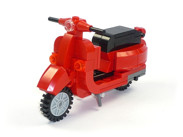 CUSTOM model Vespa scooter with a trailer in red