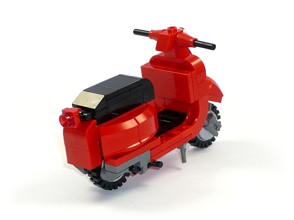 CUSTOM model Vespa scooter with a trailer in red