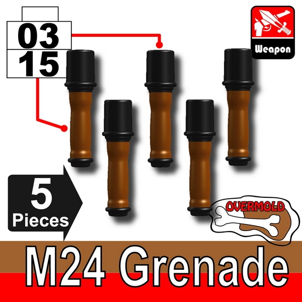 Custom Minifig.cat M24 Grenade black brown for LEGO figures